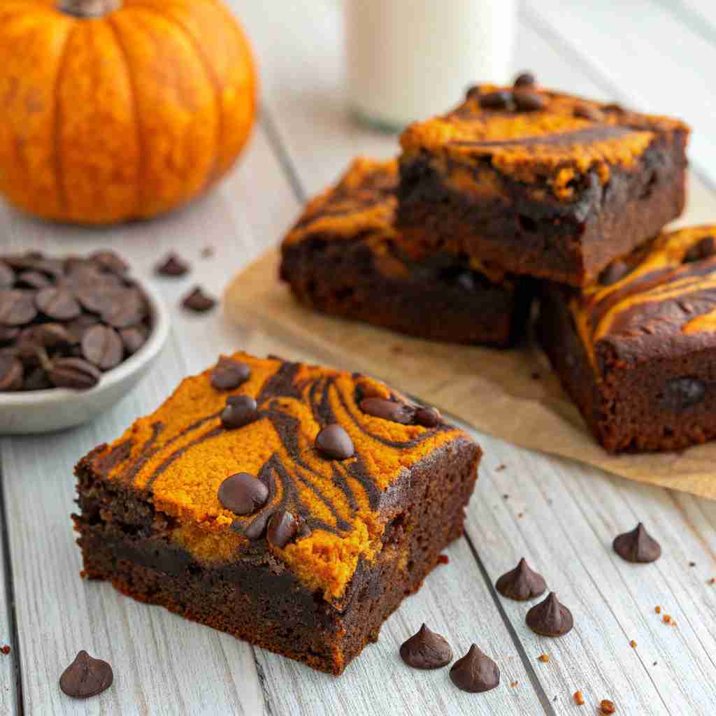 Pumpkin Brownies Recipe | Fudgy Chocolate Pumpkin Dessert 3 Pumpkin Brownies