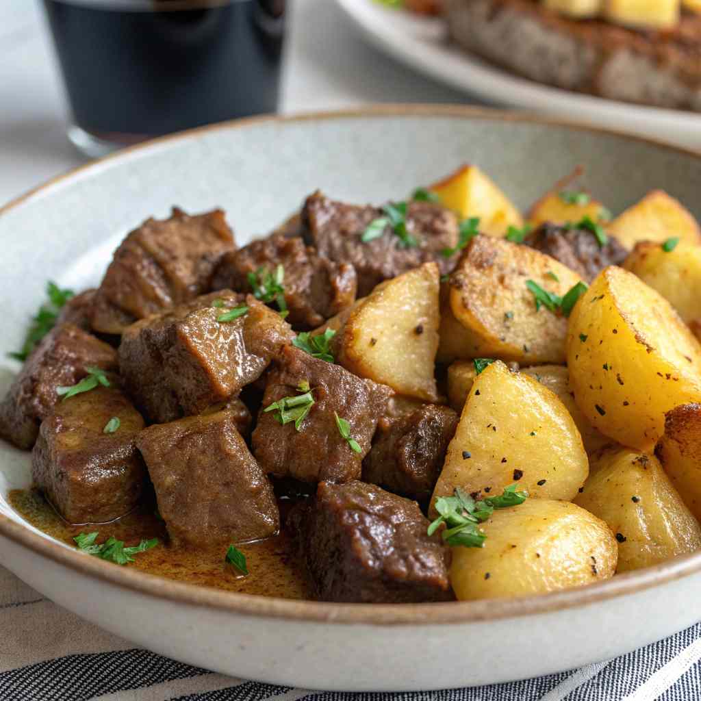 Garlic Butter Beef Bites with Potatoes