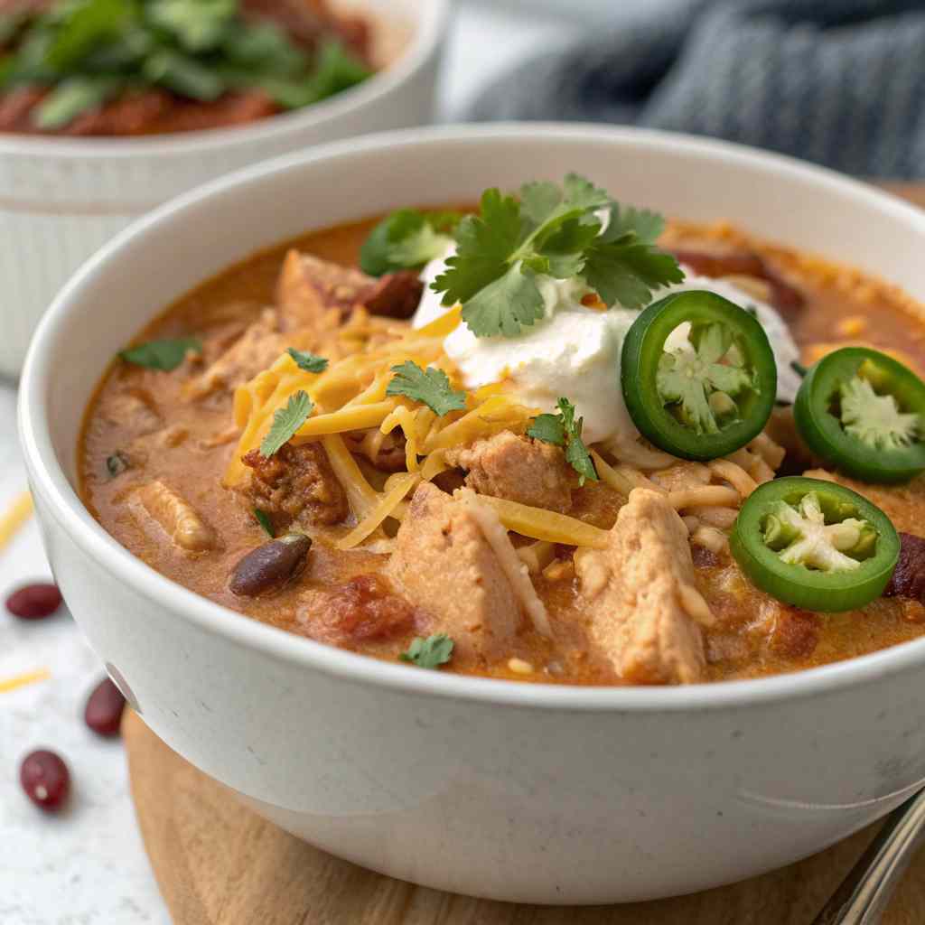 Slow Cooker Cream Cheese Crack Chicken Chili - Addictively Creamy 2 Slow Cooker Cream Cheese Crack Chicken Chili